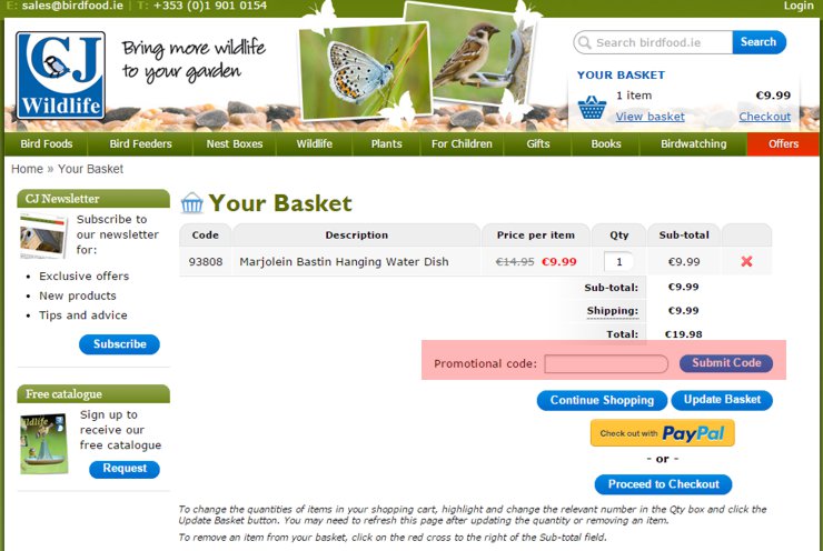 redeeming birdfood.ie voucher-code