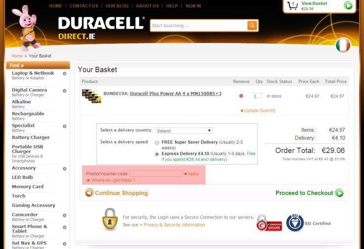 redeeming duracelldirect.ie voucher-code