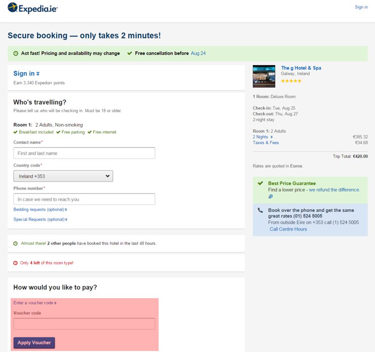 redeeming expedia.ie voucher-code