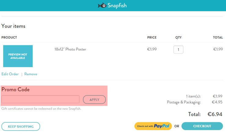 redeeming snapfish.ie voucher-code