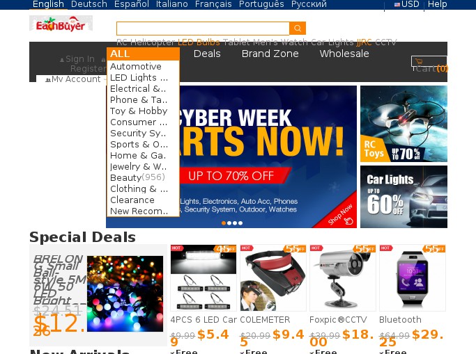 Screenshot of the shop